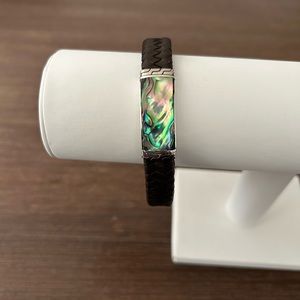 Silver leather bracelet